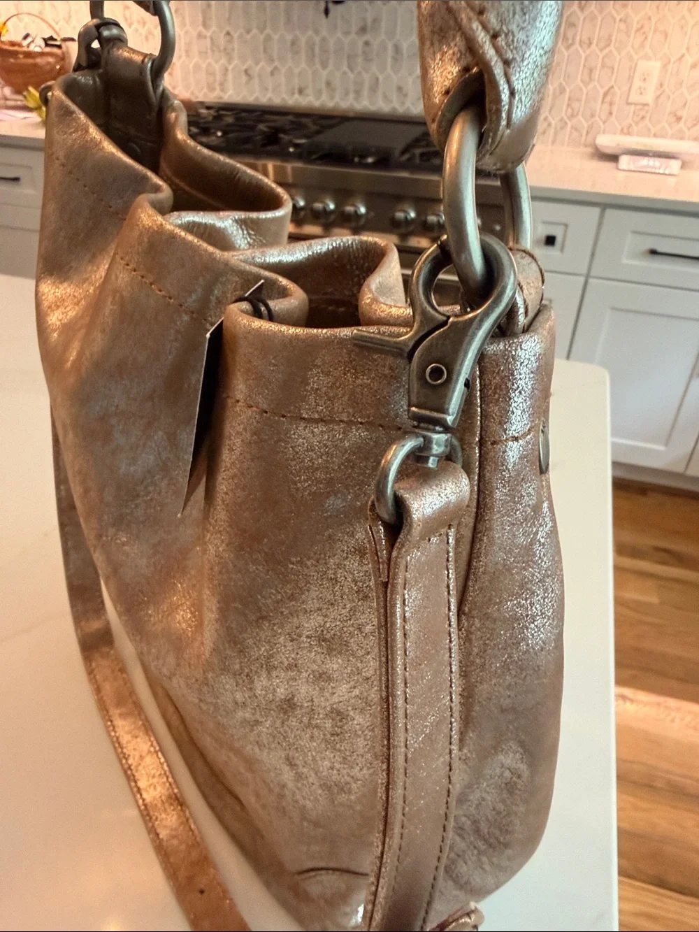 Frye Melissa metallic hobo NWT